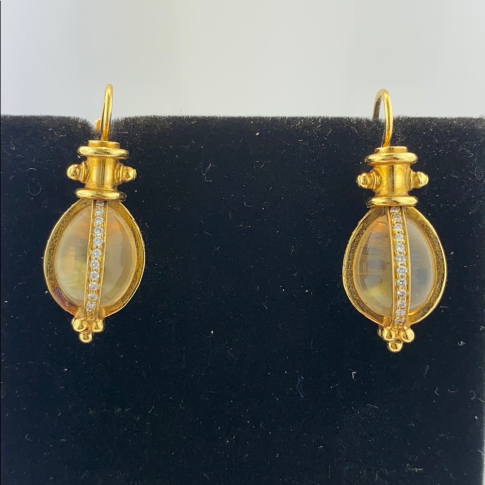 Temple St Clair 18K YG Amulet Earrings
